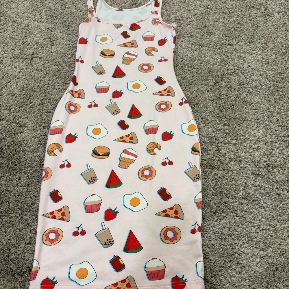 Woman Food Print Dress - Pink